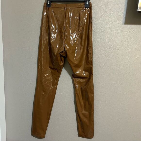 Adidas x Ivy Park brown embroidered latex pants women’s size small - Picture 8 of 10